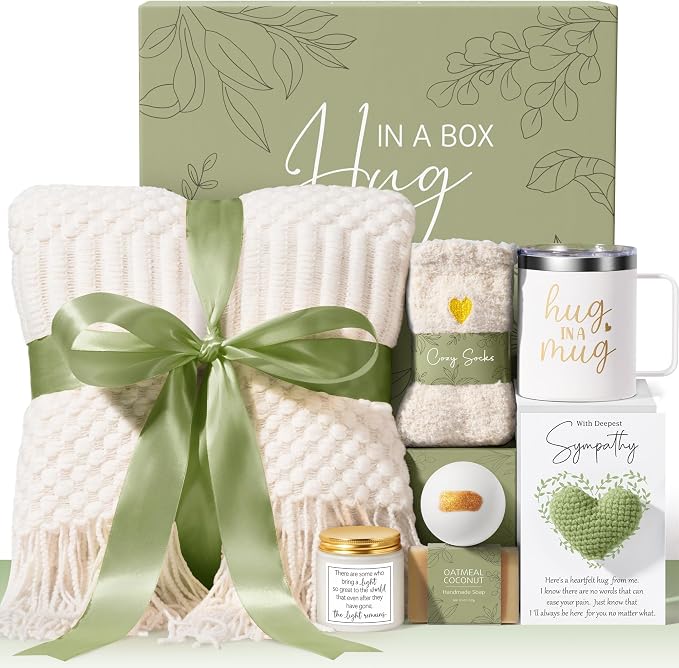 Sympathy Gifts for Loss of Loved One, Condolences Gift Baskets Grief Gifts | Memorial Bereavement Gift Ideas for Loss of Mom Dad, Hug In A Box Miscarriage Gifts for Mothers Thinking of You Care Package
