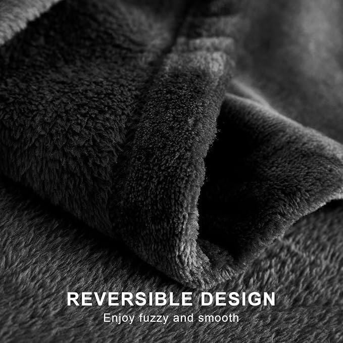 Hansleep Throw Dark Grey Fleece Blanket, Soft Flannel Bed Blanket | Fuzzy Cozy Blanket 50x60 Inches, Multi-use for Bed, Sofa, Couch, Travel, Camping, All Season Warm Lightweight Cover