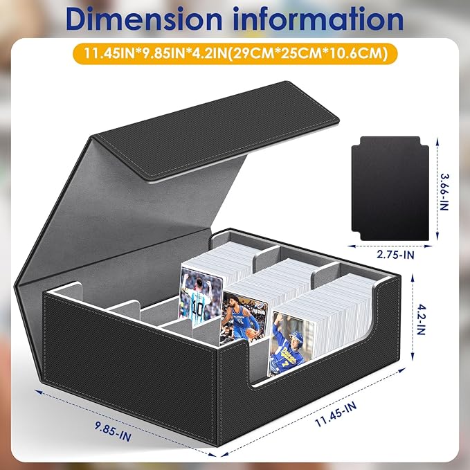 Homthy 1800+ Card Deck Case for Trading Cards, Leather Magnetic Closure Commander Card Storage Box Magic Card Protectors Fit for MTG TCG and Sport Cards