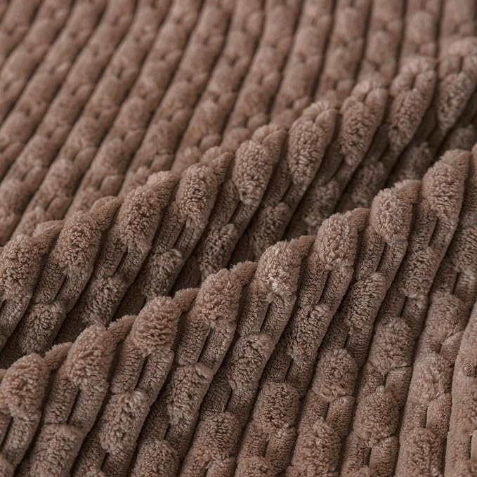 Set of 4 Light Brown Decorative Throw Pillow Covers 18x18 Inch Corduroy Pillow Covers for Bed Couch Sofa Living Room Soft Square Cushion Cases