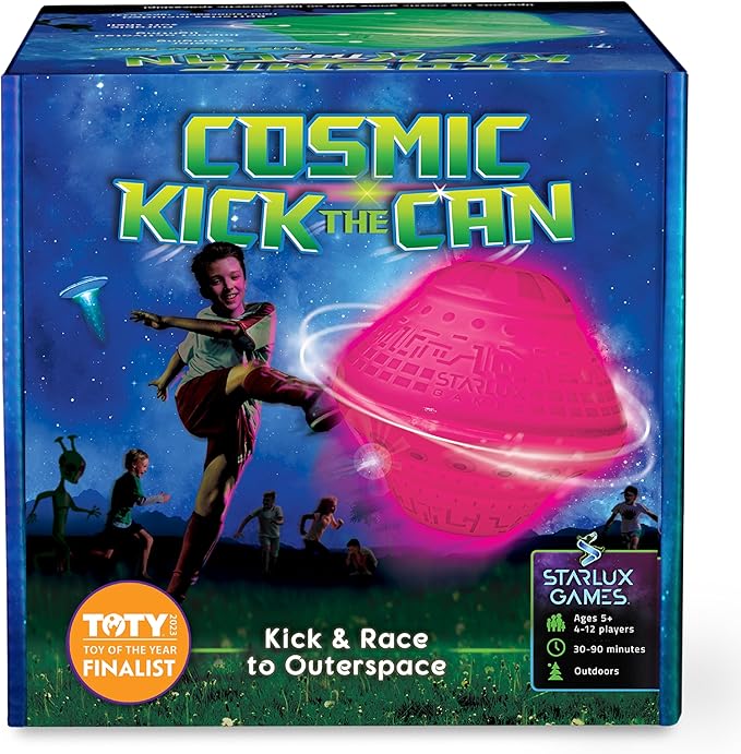 Starlux Games Cosmic Kick The Can: Outdoor Play with a Galactic Twist | Ages 5+, 4-12 Players| Glow in The Dark Toys for Kids 8-12 | Outside Games for Families | Light up Sports | Gifts for Boys