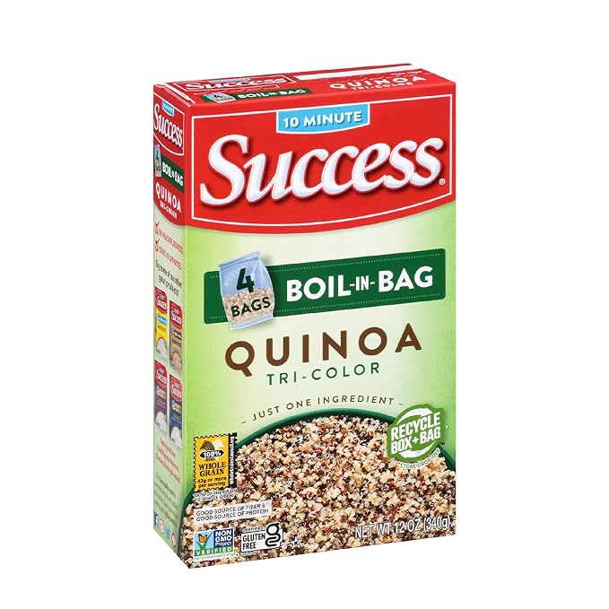 Success Boil-in-Bag Quinoa, Tri-Color Quinoa, 12-Ounce Box, Pack of 1 | Quick quinoa bag for easy meals, stovetop or microwave, ready in 10 minutes, gluten-free, kosher, non-GMO