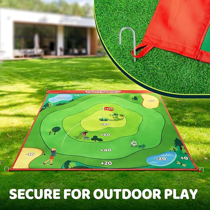 Golf Game Set- Includes 1 Chipping Game Mat 60''x60'', 20 Grip Balls, for Indoor Outdoor Backyard Golf Practice Training(Club Not Included)