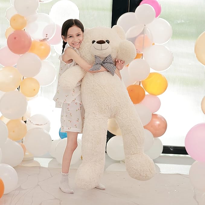 Poutmac 55 inch Giant Teddy Bear Stuffed Animal White Big Plush Teddy Bear Valentine's Gift for Girlfriend Soft Stuffed Bear Animals for Christmas,Birthday,Mother's Day
