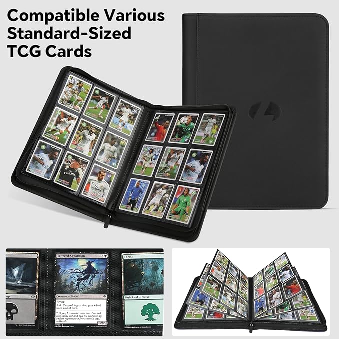 Trading Card Binder, Premium 9-Pocket Double Sided 540 Pocket PU Card Collection Binder, Collectible Trading Card Albums for MTG, TCG, Sports Cards (Black)