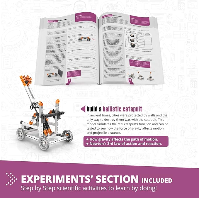 Engino- STEM Toys, Newton's Laws Inertia, Kinetic & Potential Energy, Building Toys for Kids 9+, Creative Engineering Kit, STEM Projects, Gifts for Boys (8 Model Options)
