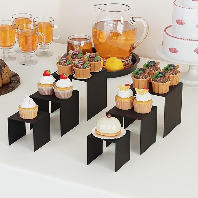 ihomecooker Acylic Riser Square Display Stand For Cupcakes, Arts and Crafts (Black, 8P-4INCH)