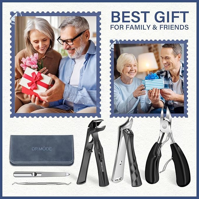 2026 Toenail Clippers for Thick Toenails for Seniors, Angled Head Large Toe Nail Clippers Set for Men, Heavy Duty Ingrown Toenail Clippers with Long Handle, Ultra Sharp Slanted Nail Cutter Wide Jaw