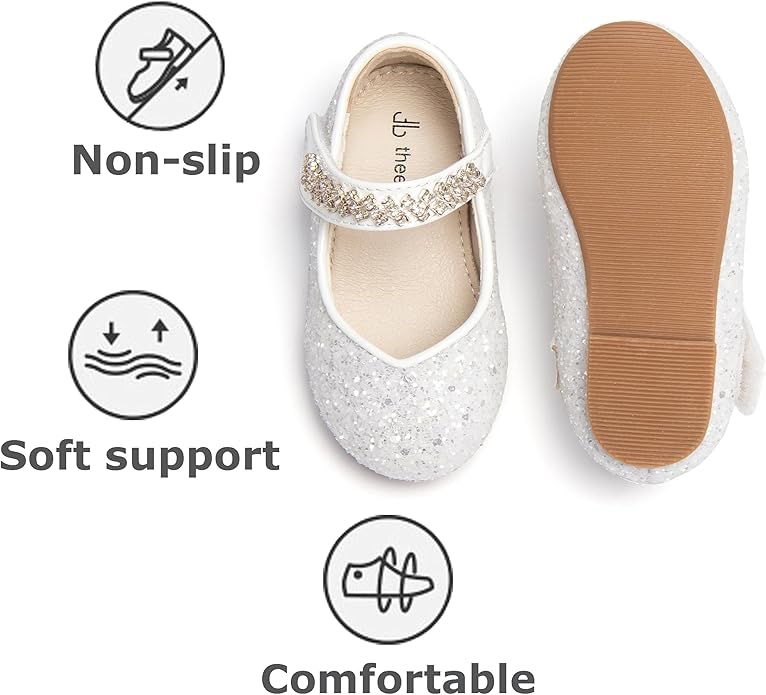 THEE BRON Mary Jane Ballet Flats - Girls' Dress Shoes with Hook & Loop Closure