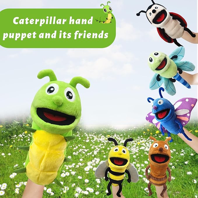 Hand Puppet Realistic Plush Puppet 13",Insect Animal Puppets for Kids Insect Stuffed Animal Hand Puppet with Moveable Mouth,Soft Stuffed Insect Puppet Story Toy Puppets Role Play Show Game