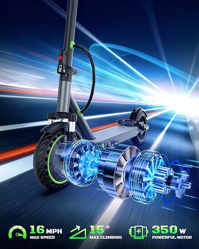 NAVIC Electric Scooter with Dual Suspension/Braking, 350W/500W Motor, 19/22 Mph,Max 22/25/27/49Miles Range, Foldable E Scooter for Adults with App