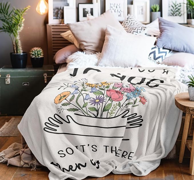 Get Well Gifts for Women/Men White Blanket 50"x60" | Inspirational/Thinking of You/Cancer Care/Feel Better/Surgery Recovery Gift for Women, Soft Hug/Get Well/Healing Blanket