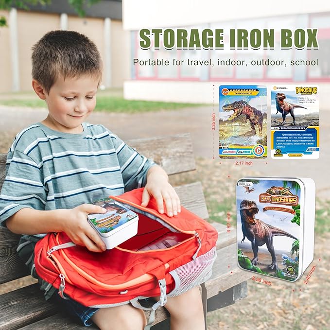 168 PCS Dinosaur Cards Set - Educational Learning Flash Cards, Collectible Trading Cards for Kids, Dino Games, Prehistoric Animals Toys