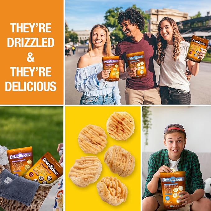 Drizzilicious Mini Flavored Rice Cakes French Toast - Rice Crisps, Healthy Snack for Adults and Kids, Vegan, Gluten Free Snack, Allergen Free, Only 90 Calories Per Bag - .74 oz (Pack of 20)