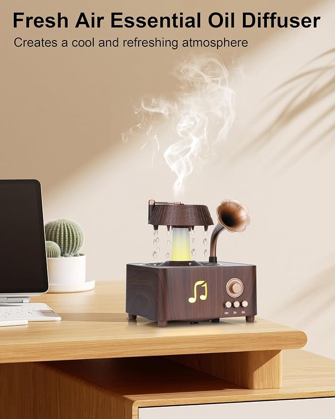 Essential Oil Diffuser, 250ml Cool Mist Rain Design | 7-Color Led, 20db Quiet, Ideal For Home, Office, Or Yoga. Compatible With All Pure Essential Oils And Fragrances