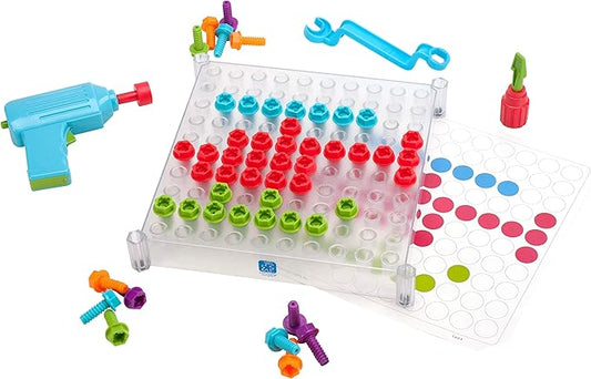 Educational Insights Design & Drill See-Through Creative Workshop - Construction Toys & Toddler Tools, Kids Tool Set with Real Electric Drill Toy, Take Apart Set, Toddler Building Toys for Ages 3+