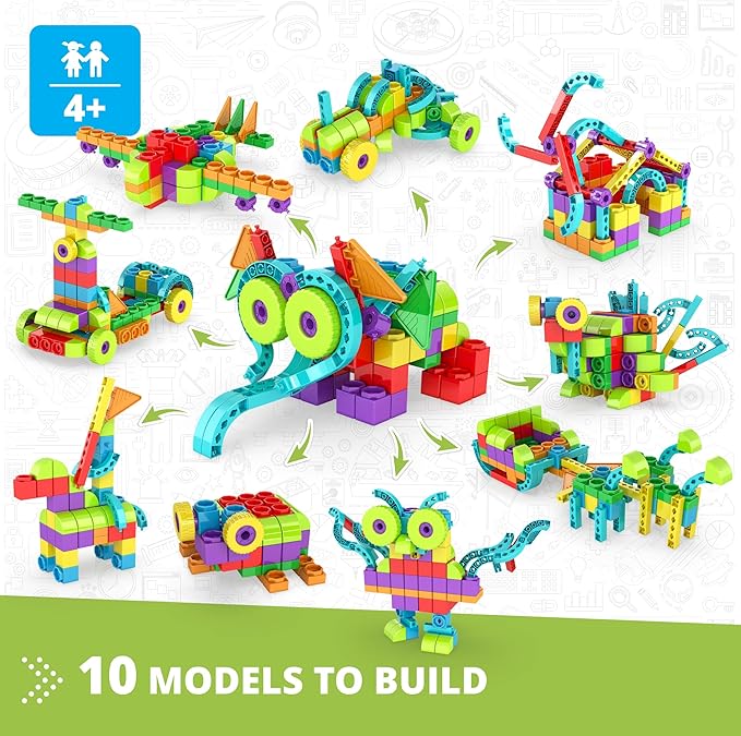Engino QBOIDZ, Elephant Explorer, Building Blocks Ages 4+, STEM Toys for Boys & Girls, Building Toys, Preschool Educational Set, Montessori (10 Models)