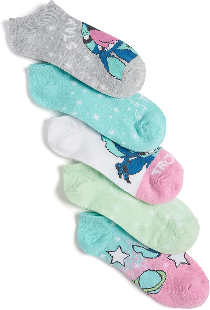 Disney Women's Lilo & Stitch 5 Pack No Show Socks