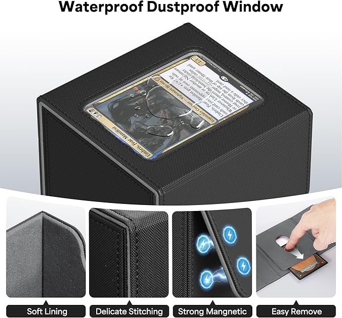ZLCA MTG Commander Deck Box, Card Deck Box for Trading Card, Holds 110+ Double Sleeved Cards Fits for Magic Cards TCG CCG (Black)