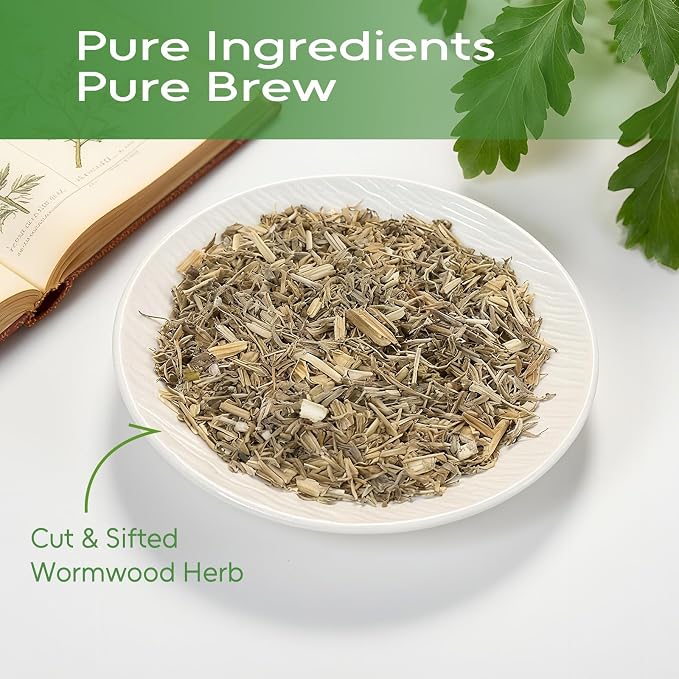 FullChea – Wormwood Herb, 6oz/171g Cut & Sifted Artemisia Absinthium – Pure Dried Wormwood Tea Leaves, No Additives, Resealable Pouch for Freshness – Ideal for Daily Herbal Tea & Traditional Use