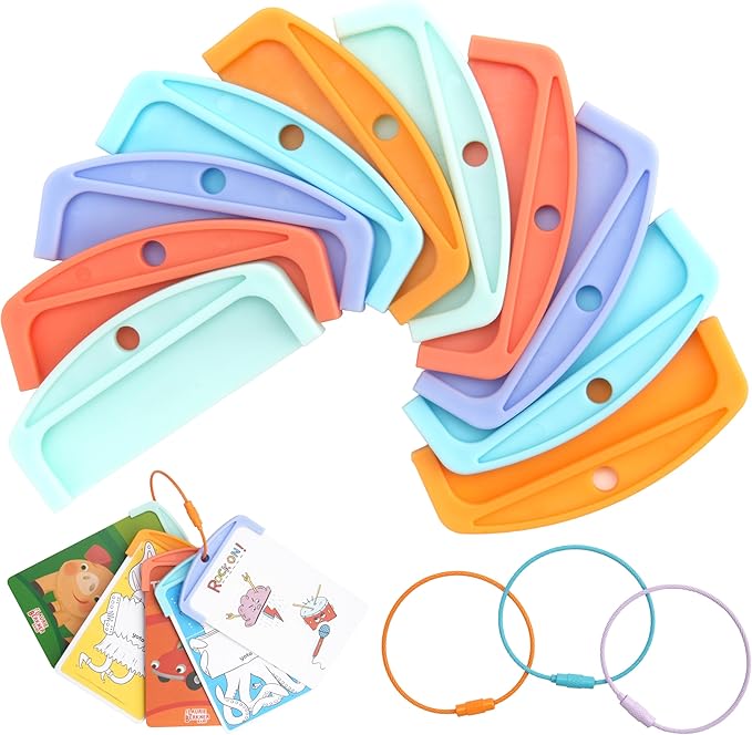 10 Pcs Reusable Plastic Card Holders for Yoto Cards with 3 Ring Loops, Portable Card Holder for Yoto Mini Player Audio Cards, Kids Travel Carrier, Yoto Accessory Organizer Storage Set