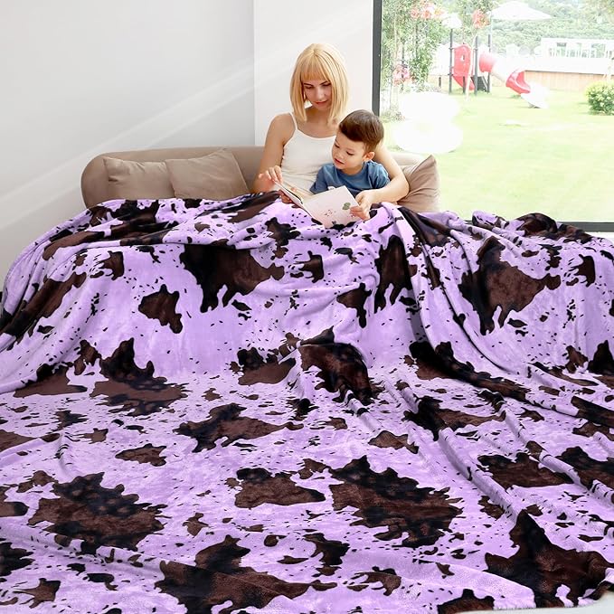 Purple Fleece King Size Lightweight Fuzzy Soft Bed Blanket 90x108inch Lavender Women Decorative Blanket for All Seasons