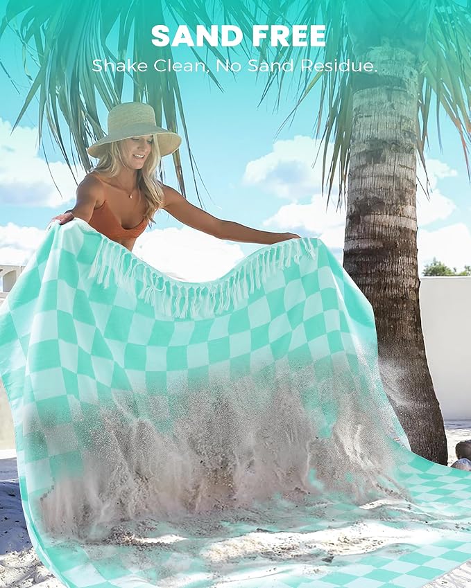 Antfuny Turkish Beach Towels Extra Throw Queen Full Size Quilt Blanket Thin Lightweight Cooling Large Towel for Summer Ice Cold Bedspread Linen Bed Sheet Hot Sleeper Items Breathable Comforter