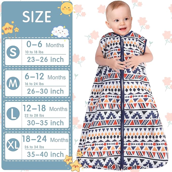 BSTOPPT 3 Pack Baby Sleep Sack 100% Rayon Cotton Baby Sleeping Bag 2-Way Zipper Toddler Wearable Blankets TOG 0.3. (Soccer&Triangles&Blue, 0-6 Months)