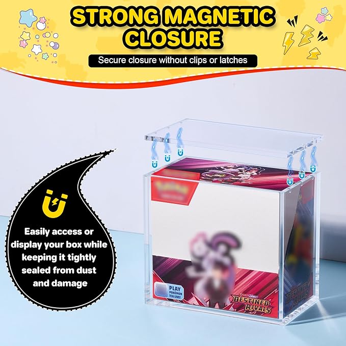 2 PCS PKMN Booster Box Acrylic Case, 5MM Acrylic Display Case, Clear Ultra Boxes for Display Compatible with PKMN Booster Boxes, Dustproof and Waterproof Display Box