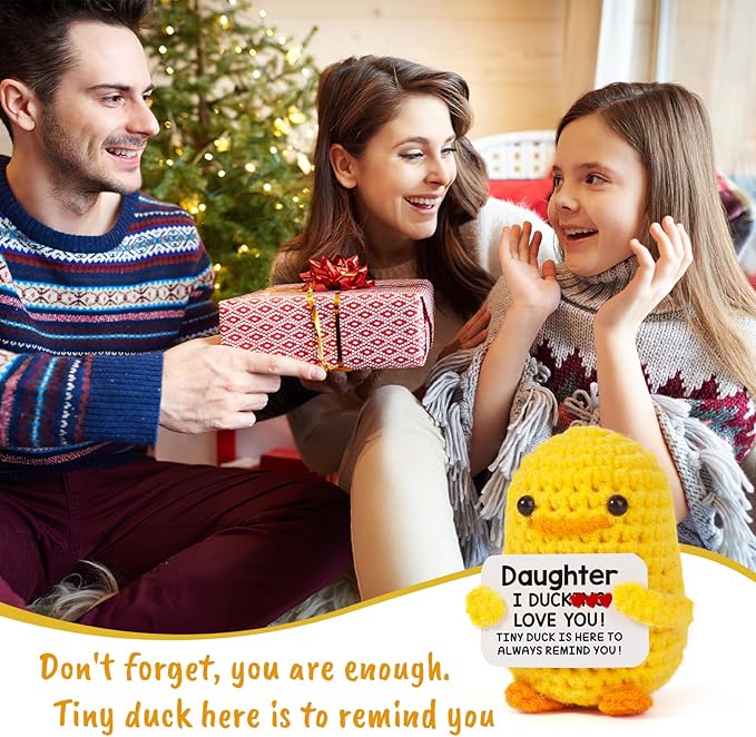 MBL Birthday Gifts for Daughter from Mom - to My Daughters Day, Funny Handmade Crochet Duck for Christmas Stocking Stuffers Xmas Holiday Easter Back to School Graduation Present from Mother Dad