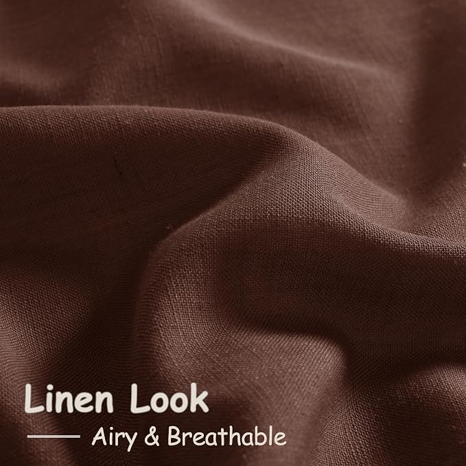 Nanspring Rustic Brown Linen Curtains 108 Inches Long for Living Room Bedroom 2 Panels Set Extra Long Back Tab Curtain Light Filtering Sheer Drapes Floor to Ceiling Curtain for Large Windows 52x108