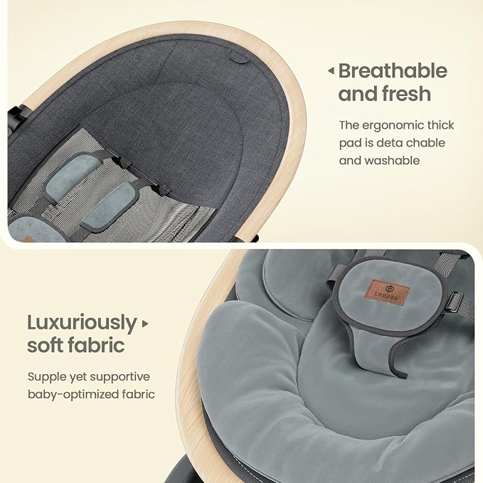 Electric Baby Swings for Infants, Infant Swing with Music Speaker, 3 Seat Positions, 5 Speeds and Remote Control for Newborn Boy Girl, Indoor & Outdoor Use, Black