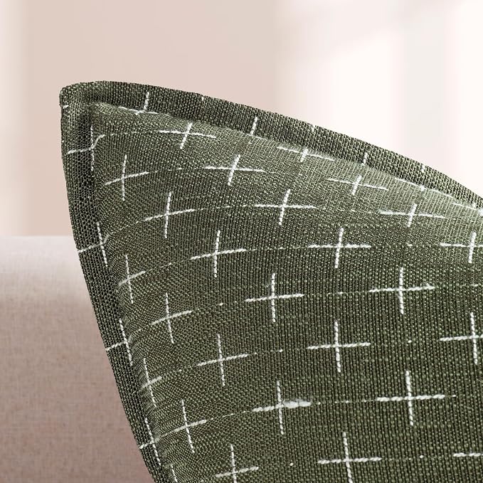 Pillow Covers 16x16 Set of 2 Soft Polyester Textured Pillow Covers with Stylish Flange Edge Cozy Farmhouse Throw Pillows for Couch Bed Sofa Living Room
