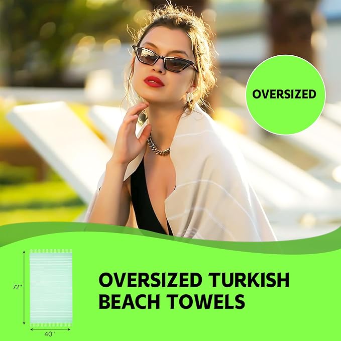 HAVLULAND Turkish Beach Towels, Oversized 40"x72" Turkish Bath Towel, Highly Absorbent Quick Dry Sand Free Beach Towels for Beach Pool Spa Gym Yoga Travel Camping Picnic Blanket - Purple