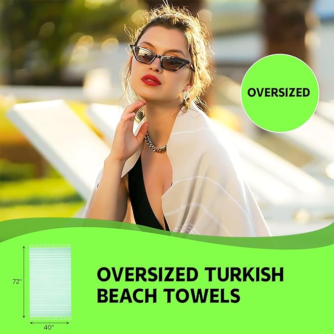 HAVLULAND Turkish Beach Towels, Oversized 40"x72" Turkish Bath Towel, Highly Absorbent Quick Dry Sand Free Beach Towels for Beach Pool Spa Gym Yoga Travel Camping Picnic Blanket - Navy