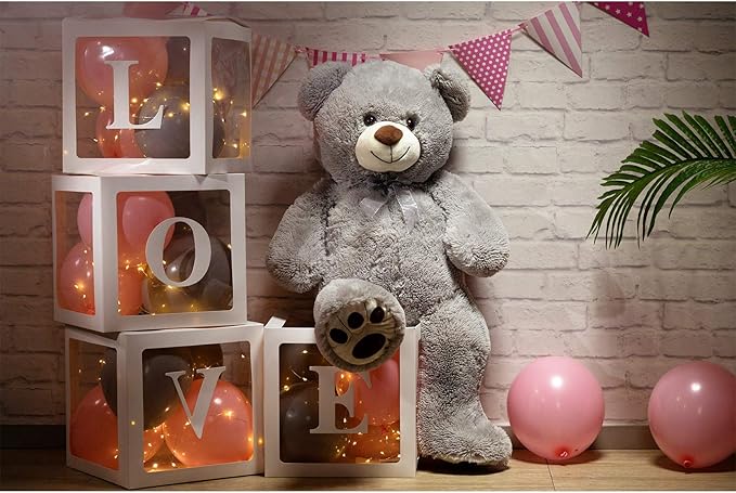 HollyHOME Teddy Bear Stuffed Animal Plush Giant Teddy Bears with Footprints Big Bear 36 inch Gray