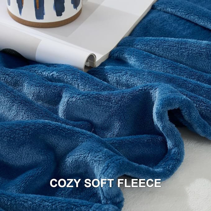 Hansleep Throw Mineral Blue Fleece Blanket, Soft Flannel Bed Blanket | Fuzzy Cozy Blanket 50x60 Inches, Multi-use for Bed, Sofa, Couch, Travel, Camping, All Season Warm Lightweight Cover