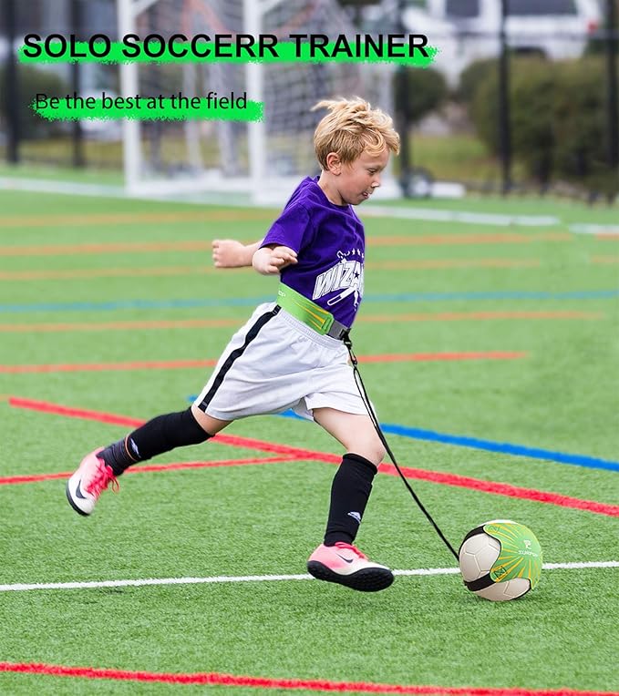 Surpop Soccer/Volleyball/Rugby Trainer, Football Kick Throw Solo Practice Training Aid Control Skills Adjustable Waist Belt for Kids Adults