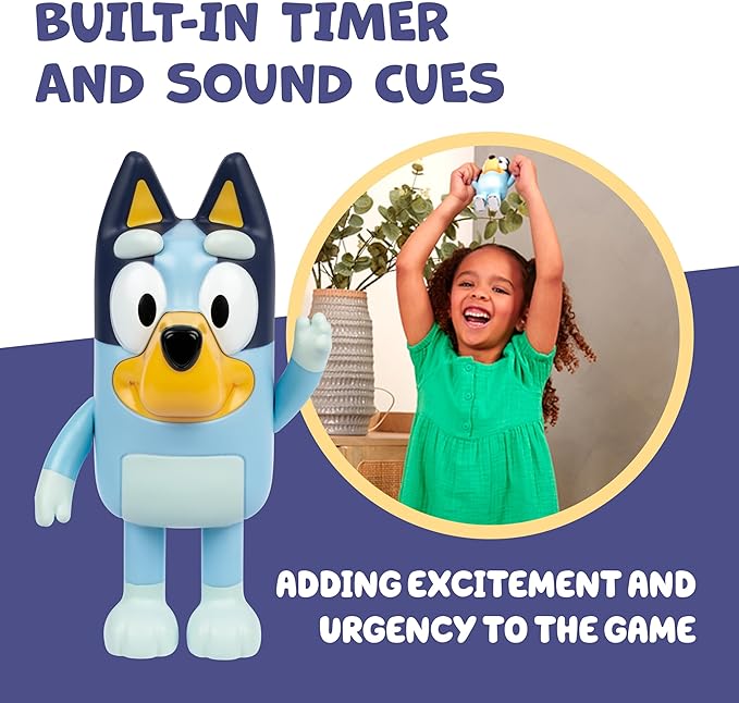 BLUEY Game Hide and Seek Electronic Figure, Articulated, Musical Kids Figurines with Dance Mode, Interactive Play Toddler Figurine Toys for Ages 3+