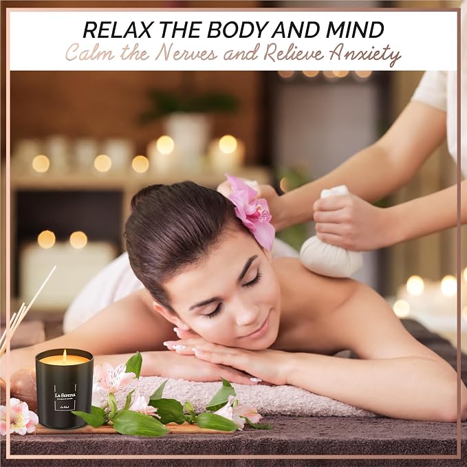 Premium Lemongrass & Lavender Scented Candles (La Serena), Natural Soy Candles Gifts for Women & Men, Hand Poured, Long Lasting Aromatherapy Essential Oil Candle, 8 Oz with 45 Hour Burn Time
