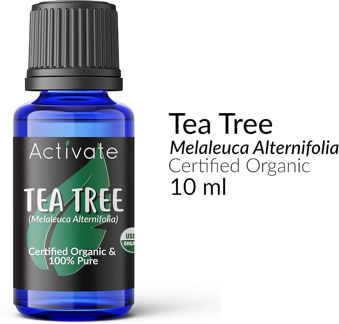 Activate Organic Tea Tree Essential Oil 10ml | 100% Pure Steam Distilled Melaleuca Alternifolia | Aromatherapy Oil for Diffusers, Massage, Humidifiers, Soap Making, Candles & DIY