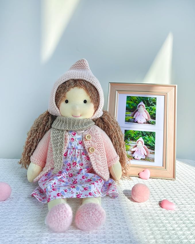 Waldorf Doll - Handmade Personalized Plush Collectors Doll for Kids Birthday Present with Beautiful Box - Luna 12"