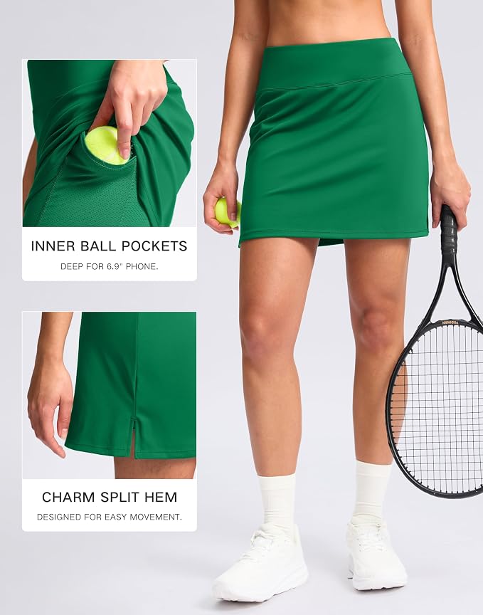 16" Skorts with 2 Pockets | Side Slits, High Waisted, A Line, Casual, Pickleball, Athletic, Golf, Tennis Skirt, for Women