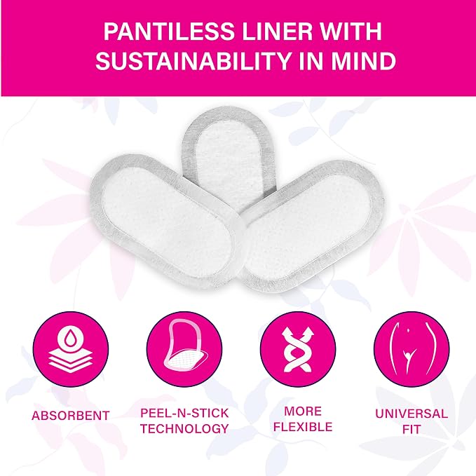 Femeflex Pantiless Panty Liners - Travel Pack (4 Count) Discreet|Compact|One Size Fits All|Wear All Day|Incontinence Support|Slight to Moderate Urine Leakage| No Panties No Problem