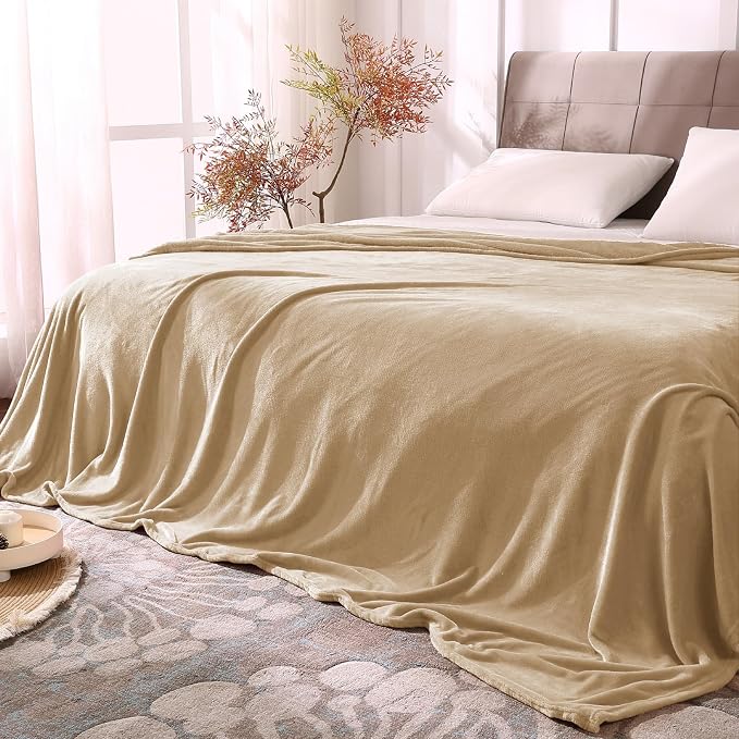 BEDELITE Fleece Blanket Soft Plush Queen Bed Blanket Light Camel 90"x90" | Ultra Soft Fleece, Plush Microfiber, Lightweight Warmth, All Season Comfort, Fade Resistant, Machine Washable,Perfect for Bed