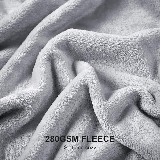Hansleep Full Light Grey Fleece Blanket, Soft Flannel Bed Blanket | Fuzzy Cozy Blanket 84x90 Inches, Multi-use for Bed, Sofa, Couch, Travel, Camping, All Season Warm Lightweight Cover