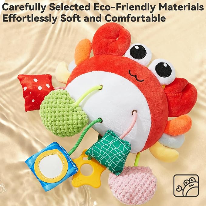 Choco Bear Baby Car Seat Toy, Baby Toys 0-6 Months 0-3-6-12 Months Newborn Toys,Infant Sensory Toy with Rattles & Mirror,Stroller Toys Hanging Toy for Crib, Babies CarSeat Toy,Gift for Baby Boy Girl