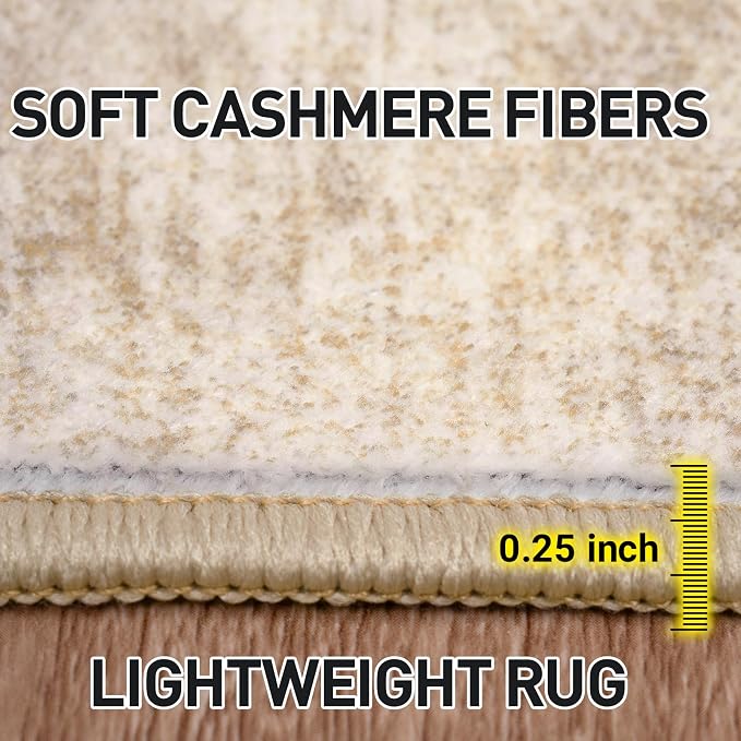 8x10 Area Rugs Washable Rug: Modern Abstract Living Room Rug Soft Anti-Skid Thin Carpet Indoor Floor Non-Shedding Carpets for Bedroom Dining Room Farmhouse Nursery Home Office Beige
