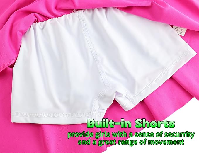 Gnainach Girls Skorts High Waist Athletic Skirts with Shorts Stretchy Activewear for Teens Kids Performance Tennis