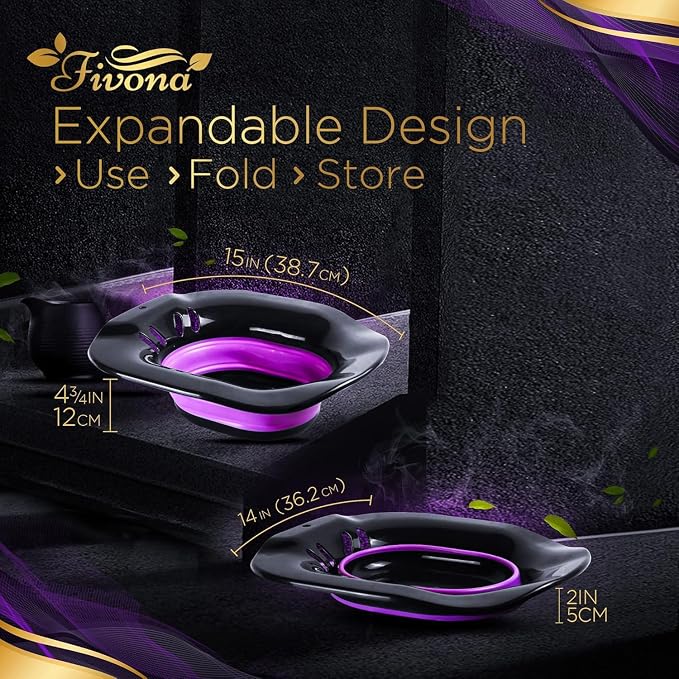 Fivona Black 4-in-1 Yoni Care Steam Kit Includes Feminine V Oil, Sitz Bath Seat, Yoni Steaming Herbs and Storage Bag - Effective Detox pH Balance Cleansing and Moisturizing